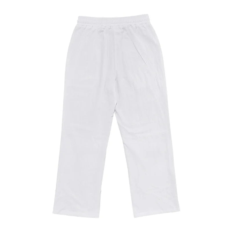 2024 Casual Weiyi Beach Men's Trousers Spring and Autumn Leisure Multi-Button Comfortable Cotton and Linen Loose Trousers