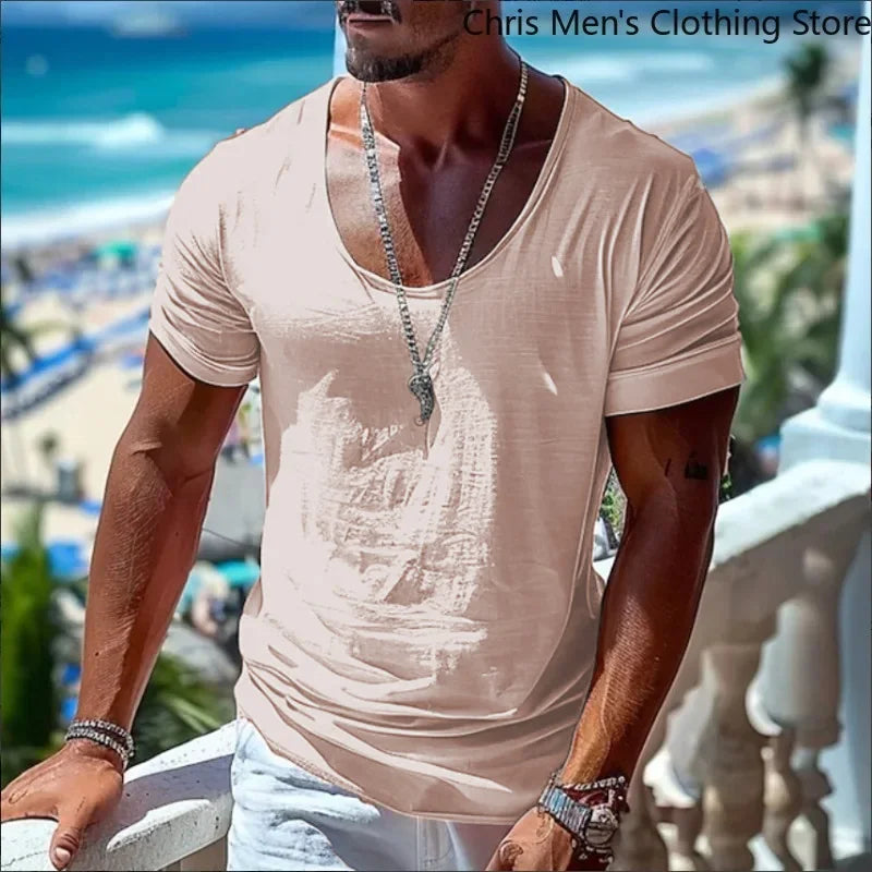 Summer Men's Loose and Casual T-shirt, Large-sized Round-neck Soft and Breathable Short-sleeved T-shirt, Sports and Fitness Top