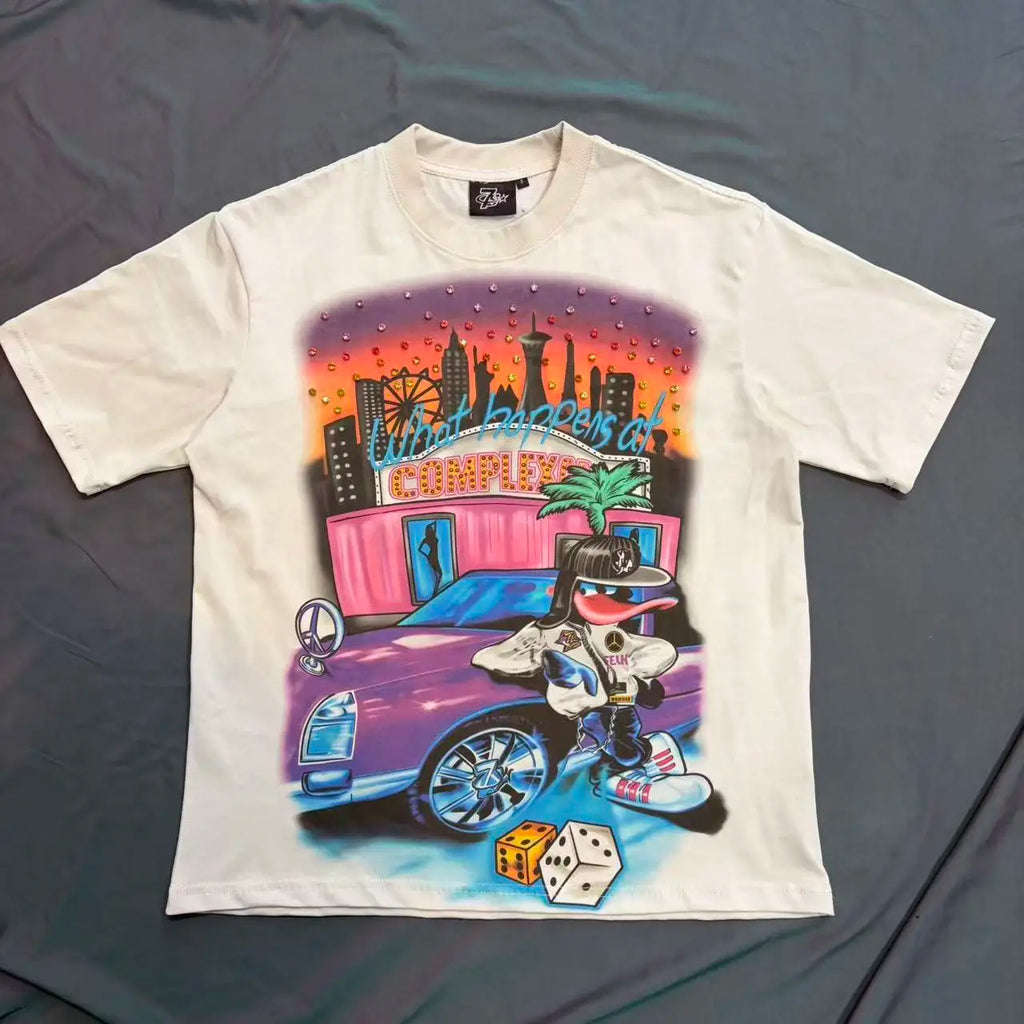 Boy Letter Rhinestone White Black Cotton Short Sleeve Tshirts for Men and Women Harajuku Hip Hop Loose Shinning Diamond Tees