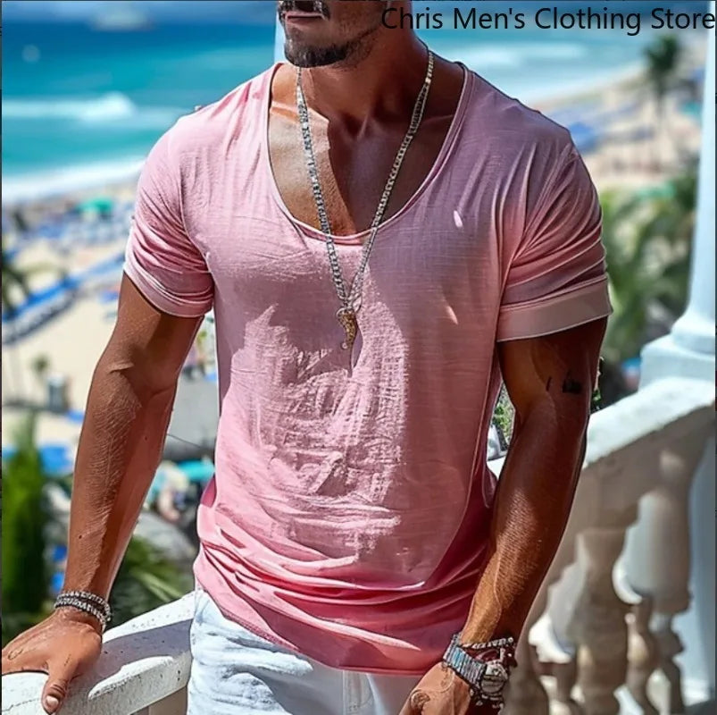 Summer Men's Loose and Casual T-shirt, Large-sized Round-neck Soft and Breathable Short-sleeved T-shirt, Sports and Fitness Top