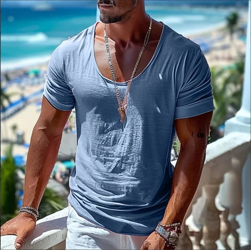 Summer Men's Loose and Casual T-shirt, Large-sized Round-neck Soft and Breathable Short-sleeved T-shirt, Sports and Fitness Top