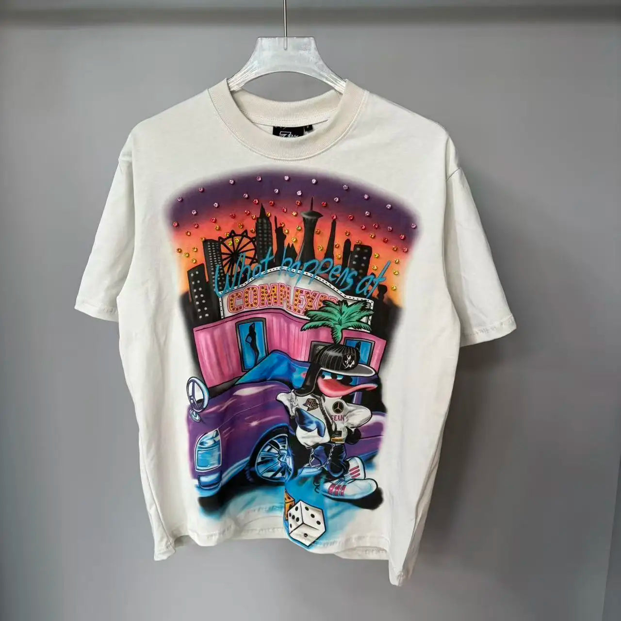 Boy Letter Rhinestone White Black Cotton Short Sleeve Tshirts for Men and Women Harajuku Hip Hop Loose Shinning Diamond Tees
