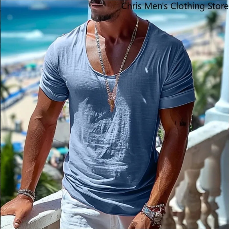 Summer Men's Loose and Casual T-shirt, Large-sized Round-neck Soft and Breathable Short-sleeved T-shirt, Sports and Fitness Top
