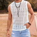 New Fashion Men Hollow Out Lace Tank Tops Summer Leisure Sports Sleeveless Gym Vests Slim-fit Tees Sexy Mesh Transparent T-shirt