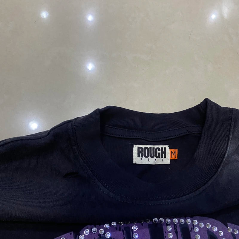 Summer Fashion Loose Casual Rhinestore T-shirts High Quality Heavy Fabric Wash Black T Shirt Men's Sleeveless Vest Tops
