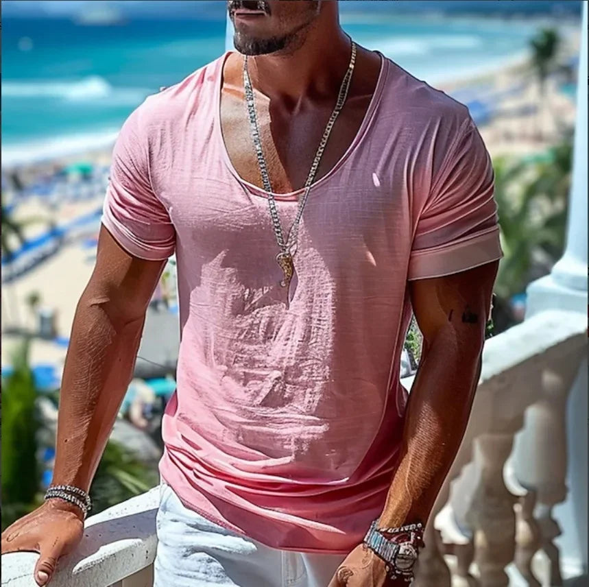 Summer Men's Loose and Casual T-shirt, Large-sized Round-neck Soft and Breathable Short-sleeved T-shirt, Sports and Fitness Top