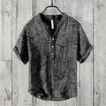 Men's short sleeve POLO shirt linen blend clothing retro line pattern Hawaiian holiday fashion comfortable men's tops