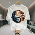 Men's Cotton T-shirts White 5XLT Shirt for Men Casual Summer Wear Chinese Loong Print Tee Shirts Black Men Clothing Fashion